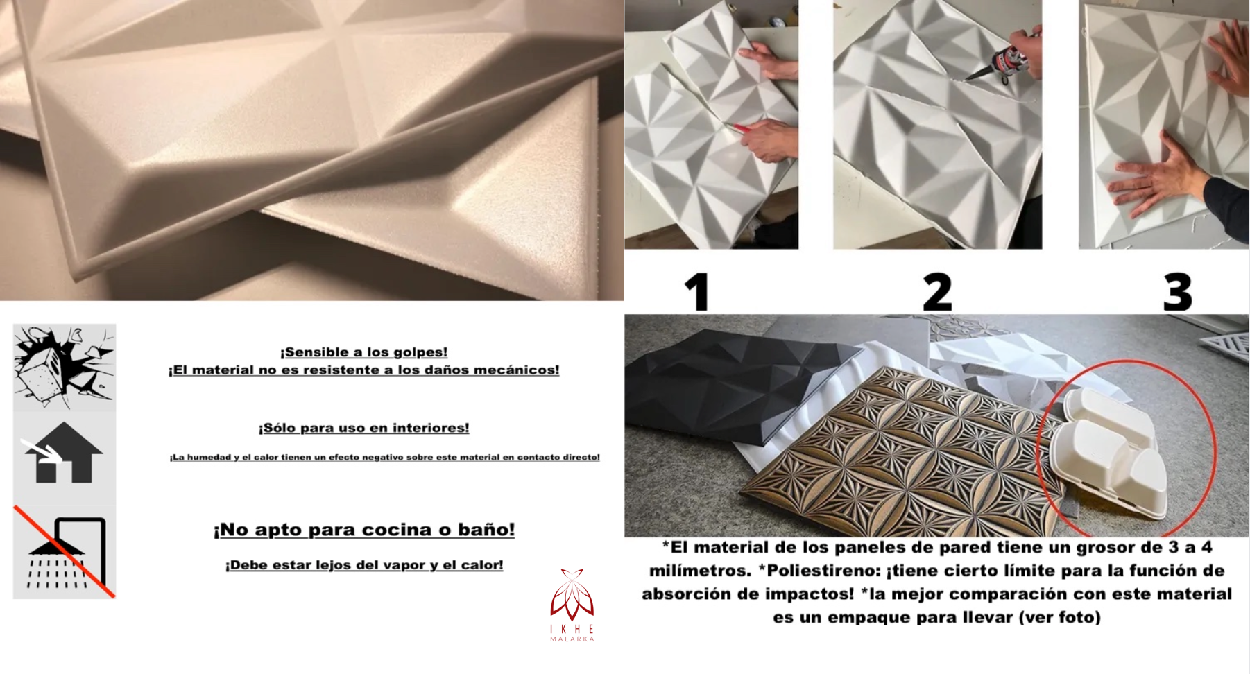 Panneaux muraux 3D décors revêtement mural panneaux de plafond POLYSTYRENE MATERIAL STYROPOR-TYPE 3mm force 8 pièces - 2m² Diamant Blanc - 7