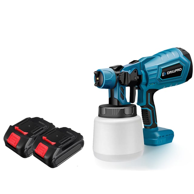 Pistola per verniciatura elettrica senza fili con 2 batterie, capacità 1000 ml, portata 200 ml/min