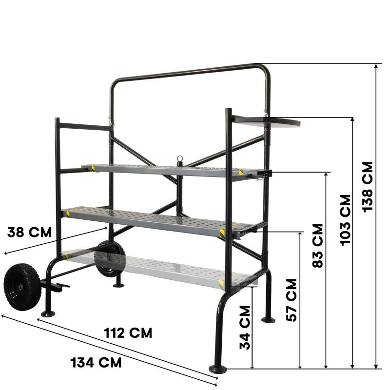 Echafaudage roulant Jardin - hauteur de travail 83cm - Pliable roues increvables - Echafaudage mobile sur roues - 150Kg - 2