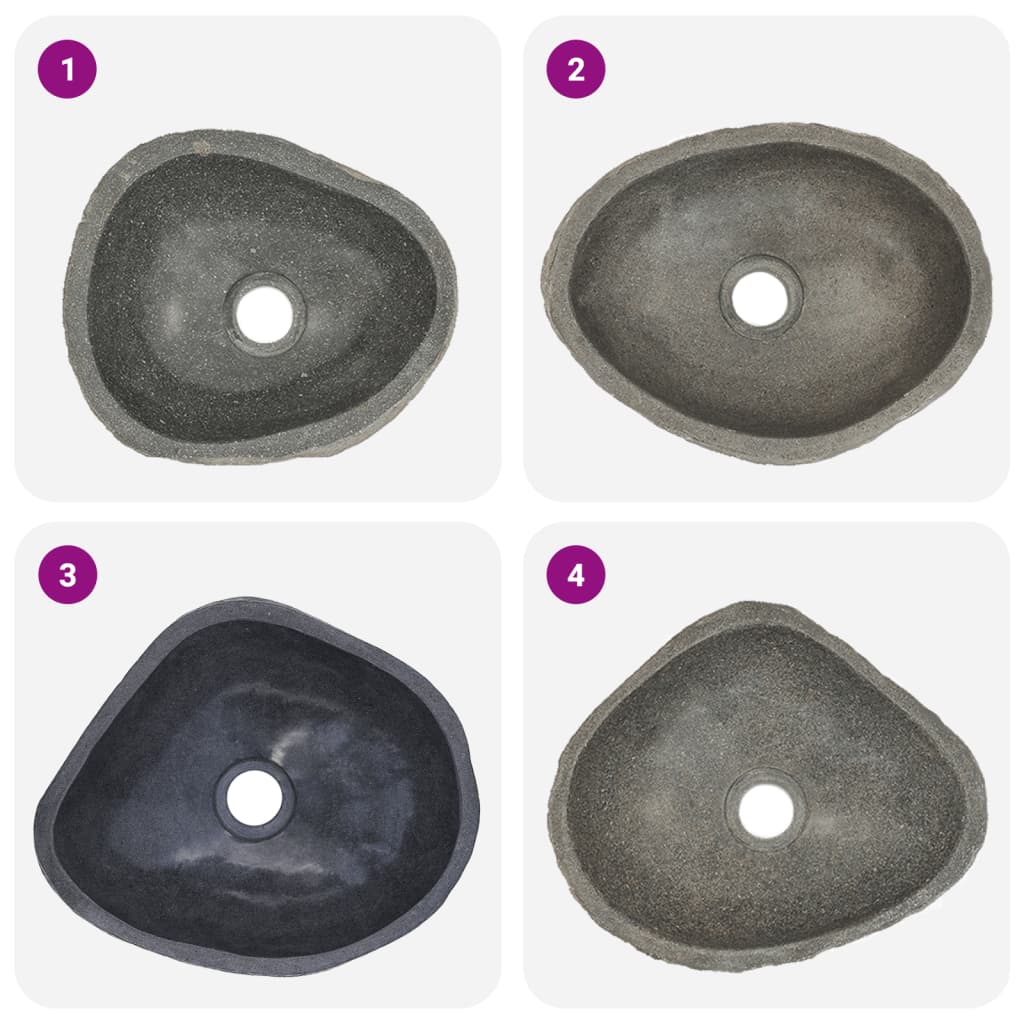 Lavabo en pierre de rivière ovale (29-38)x(24-31) cm vidaXL - 4