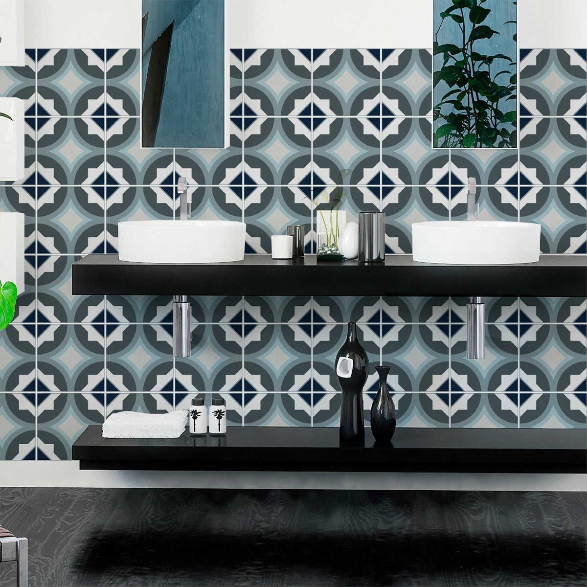 9 adesivi piastrelle di cemento azulejos Firmina - Sticker adesivo - adesivi murali - 9stickers20x20cm - 4