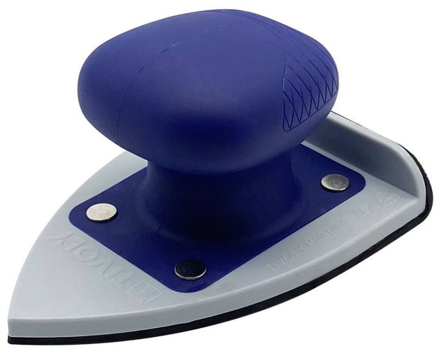 Tivoly • Lot Cale à poncer Angle 93x135mm Auto-Agrippant, Ergonomique + 4 Feuilles Abrasives Maille Carbure de Silicium grains assortis