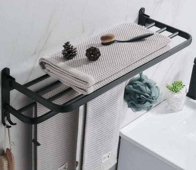 Portasciugamani in Alluminio Nero, Porta Asciugamani Portasciugamani in Alluminio Nero, Porta Asciugamani