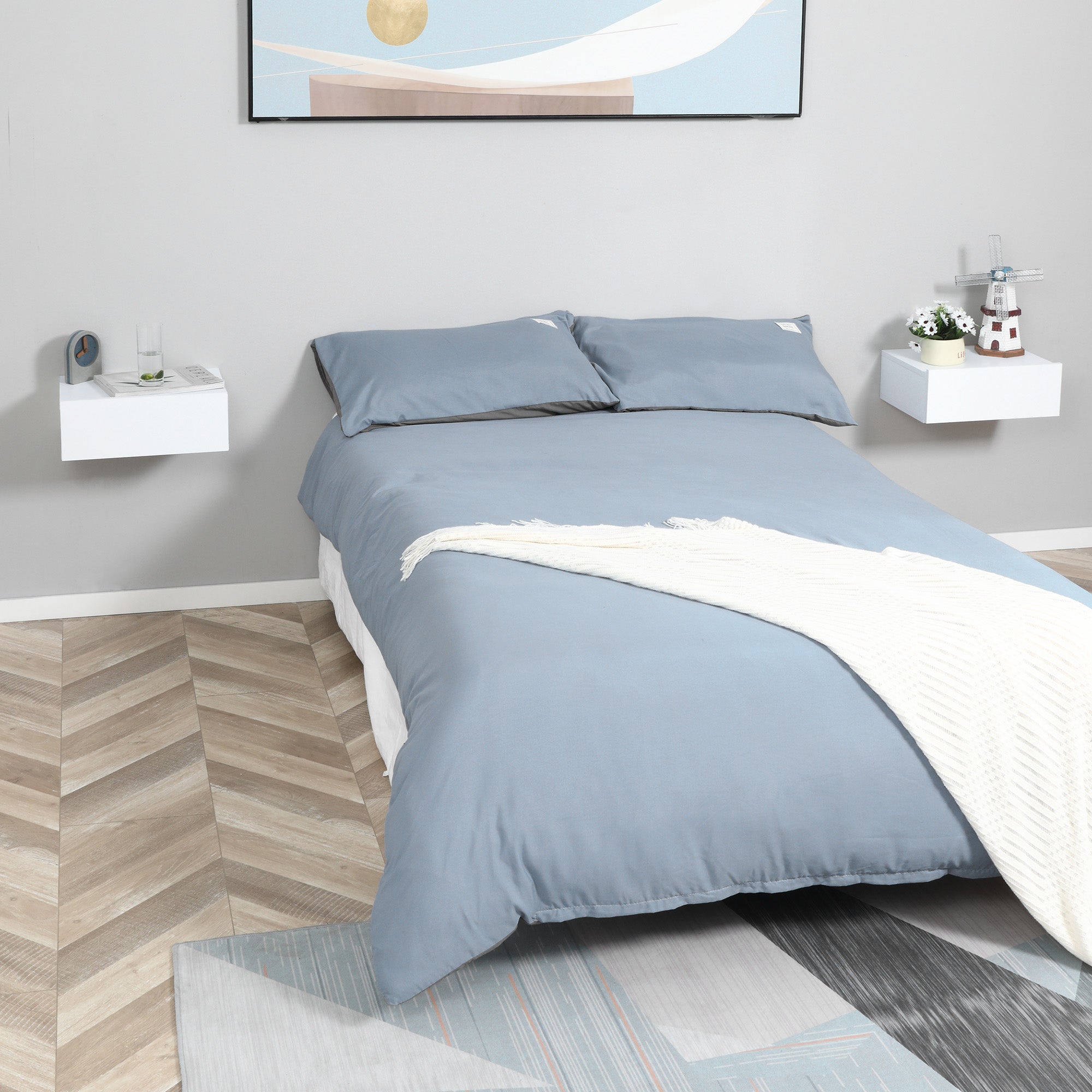 Mesa de Cabeceira HOMCOM Branco Melamina de Madeira 40x30x15cm - 6