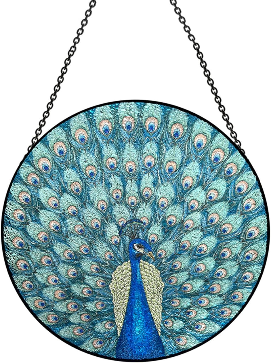 Witraże, ręcznie malowane łapacze słońca w kształcie pawia, 20 cm, dekoracja ogrodowa