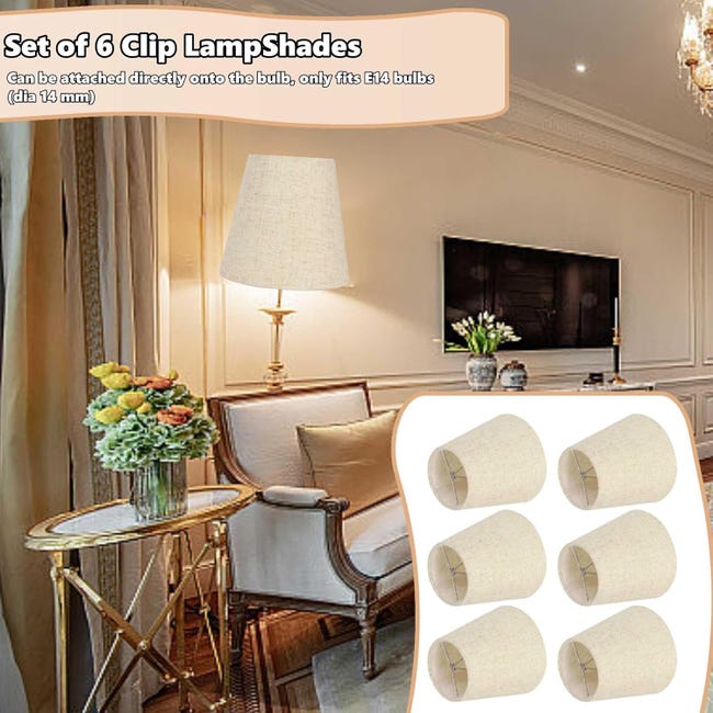 3 Paralumi Piccoli A Clip Oro – Tessuto Per Lampadine E14, Pagoda Per Lampadario E Parete, 13x12x8cm