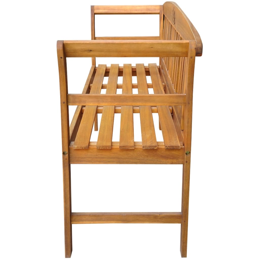 Banc de jardin en acacia sculpté - Naturel - 157x45x82.5 cm - Bois - 4