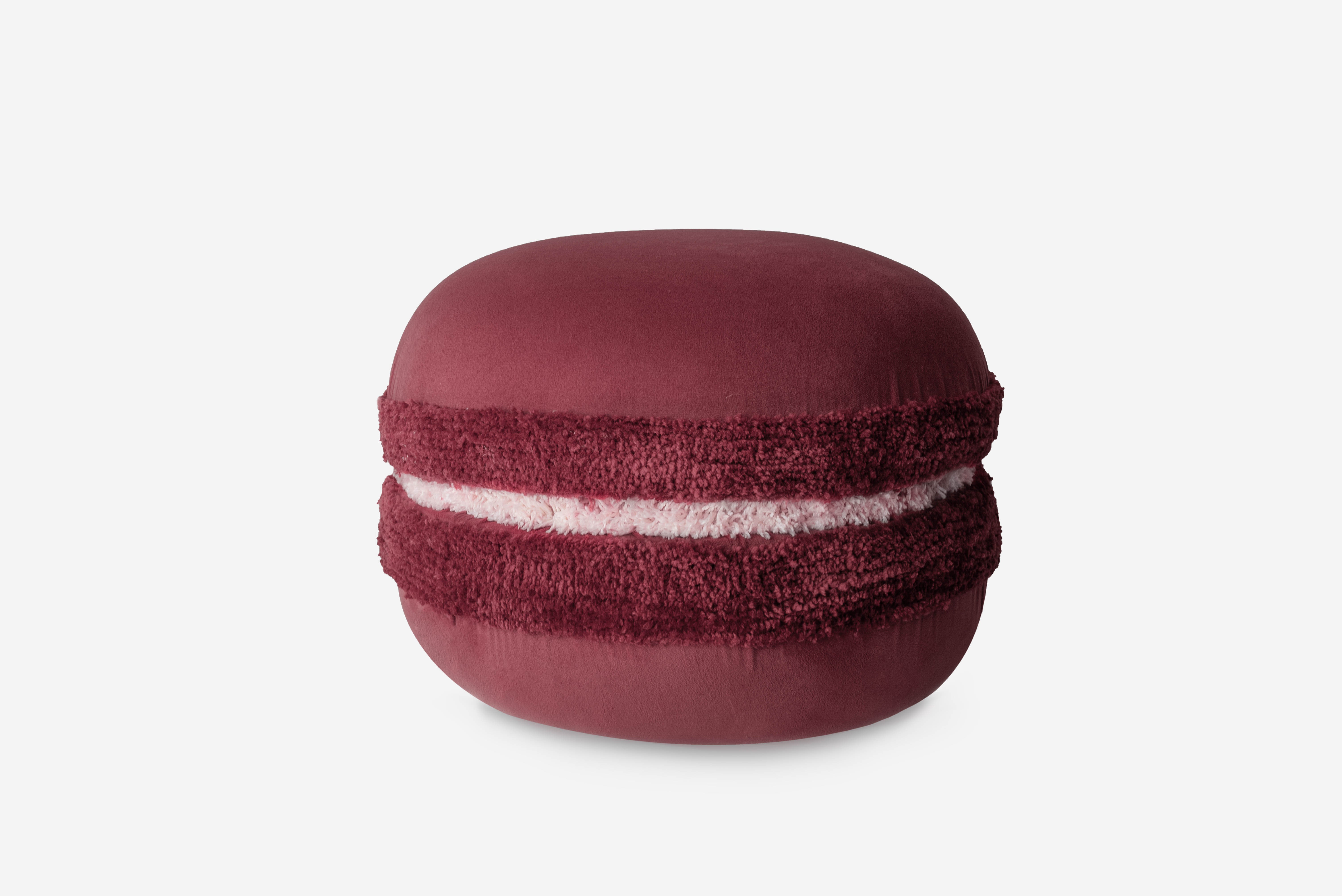 PUF MAKARONIKOWY W KOLORZE WINO Ø40X30CM