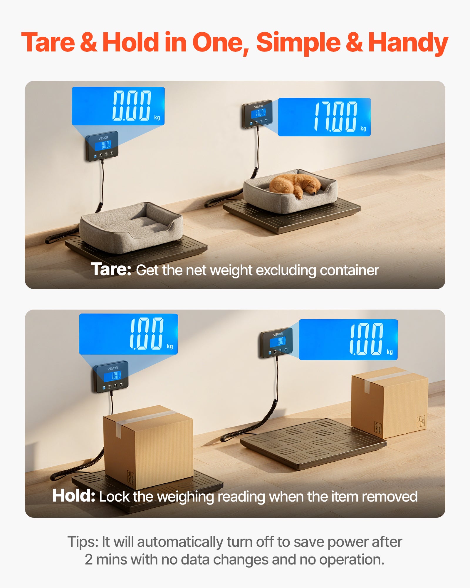 Balance Postale Numérique VEVOR 300 kg Double Précision 60 g–40 kg (20 g) / 40–300 kg (100 g) avec Tare, Maintien, Écran LCD pour Colis, Bagages - 4
