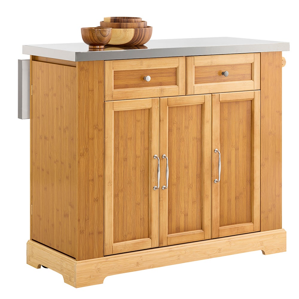 SoBuy Wózek Kuchenny z Blatem Rozsuwanym, Centralna Wyspa z Wysuwaną Płytą Roboczą, 107x(46–71)x92,5 cm FKW130-N