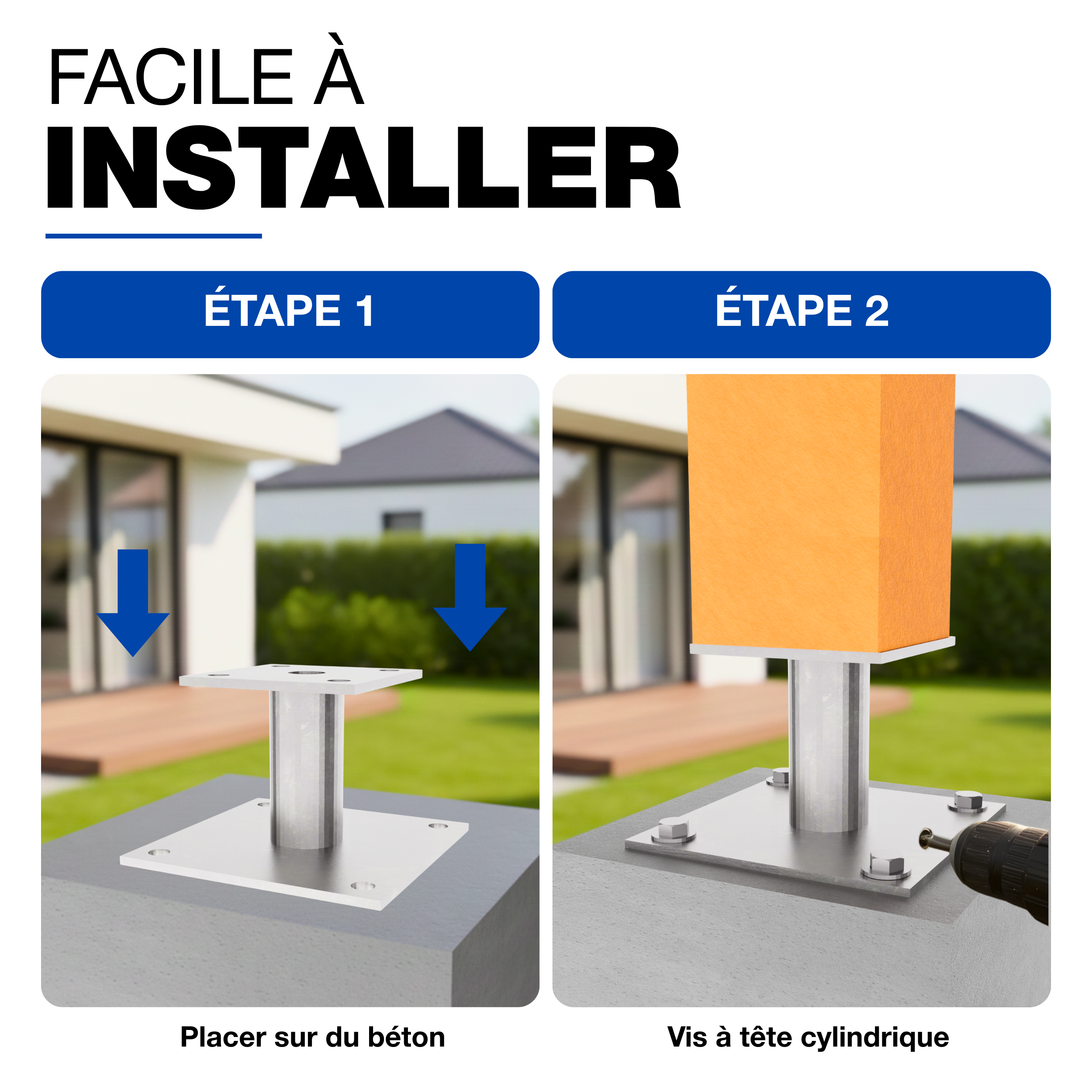 Support de poteau Galvanisé à chaud 100 x 100 mm platine poteau bois pied poteaux clôture GeZu Impex - 3