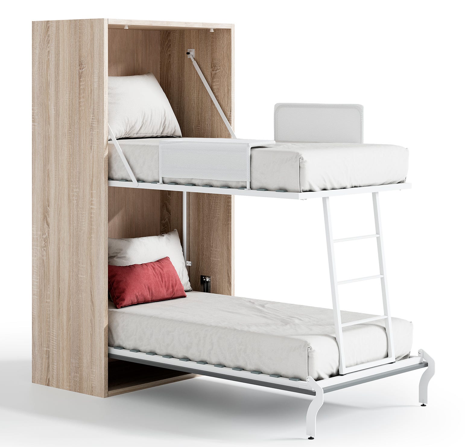 Lit escamotable superposé vertical 2 couchages 90x190 Liker-2 matelas ...