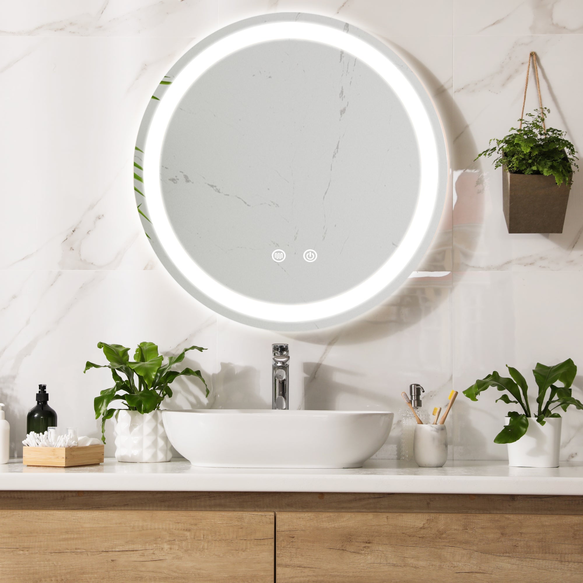 Miroir LED Maratea 70 x 70 x 3 cm argent pro.tec | Leroy Merlin