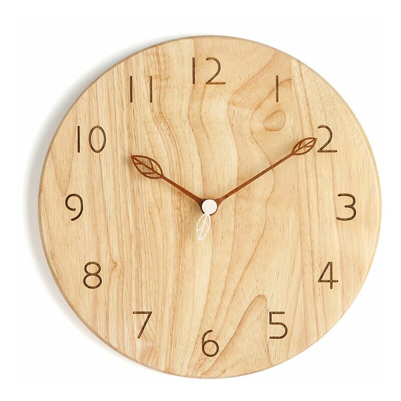 Horloge Murale Vintage En Bois 25,4 Cm – Silencieuse, Piles AA, Design Naturel Pour Salon Ou Bureau