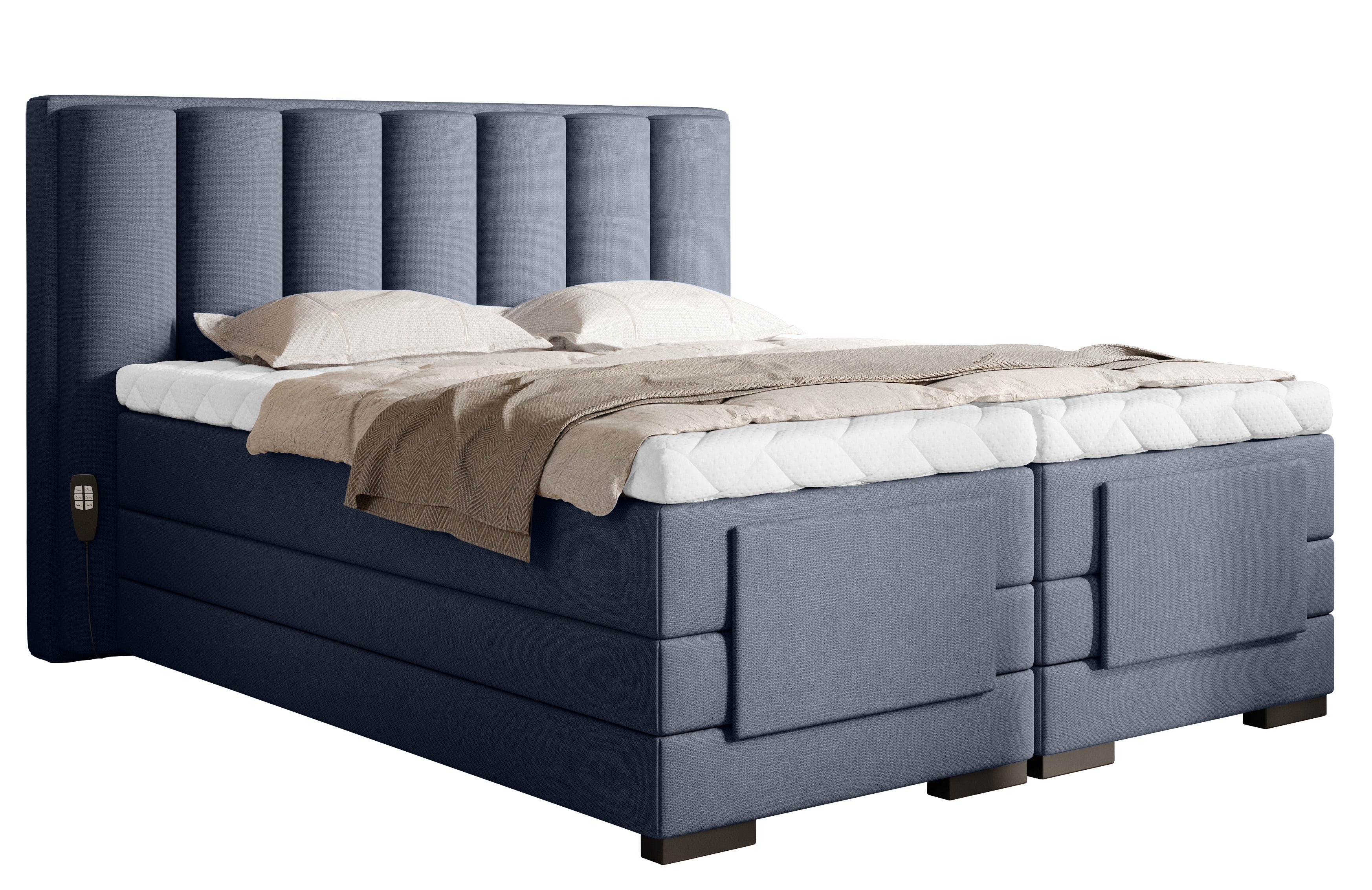 Lit boxspring électrique tissu bleu lavande avec matelas et surmatelas ...