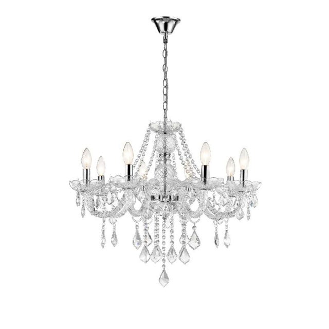 Lampa wisząca Cristallo transparentna-chromowana 8xE14x60W wym: 100 x 66 x 66 cm kryształ Light Prestige