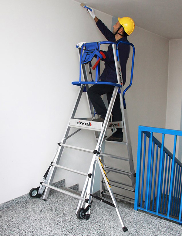 Escabeau PIRL 6 marches télescopique - Hauteur max. de travail 4.00m - Longueur pliée 2,82m - SVE-SFLYT06 - 5