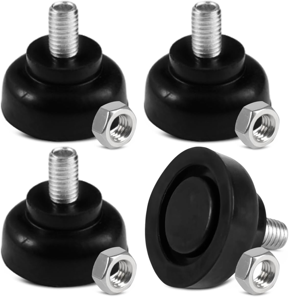 4 bucăți picioare de nivelare reglabile cu filet M8×35mm cu bază de cauciuc pentru masă, scaun, canapea, electrocasnice și vitrină