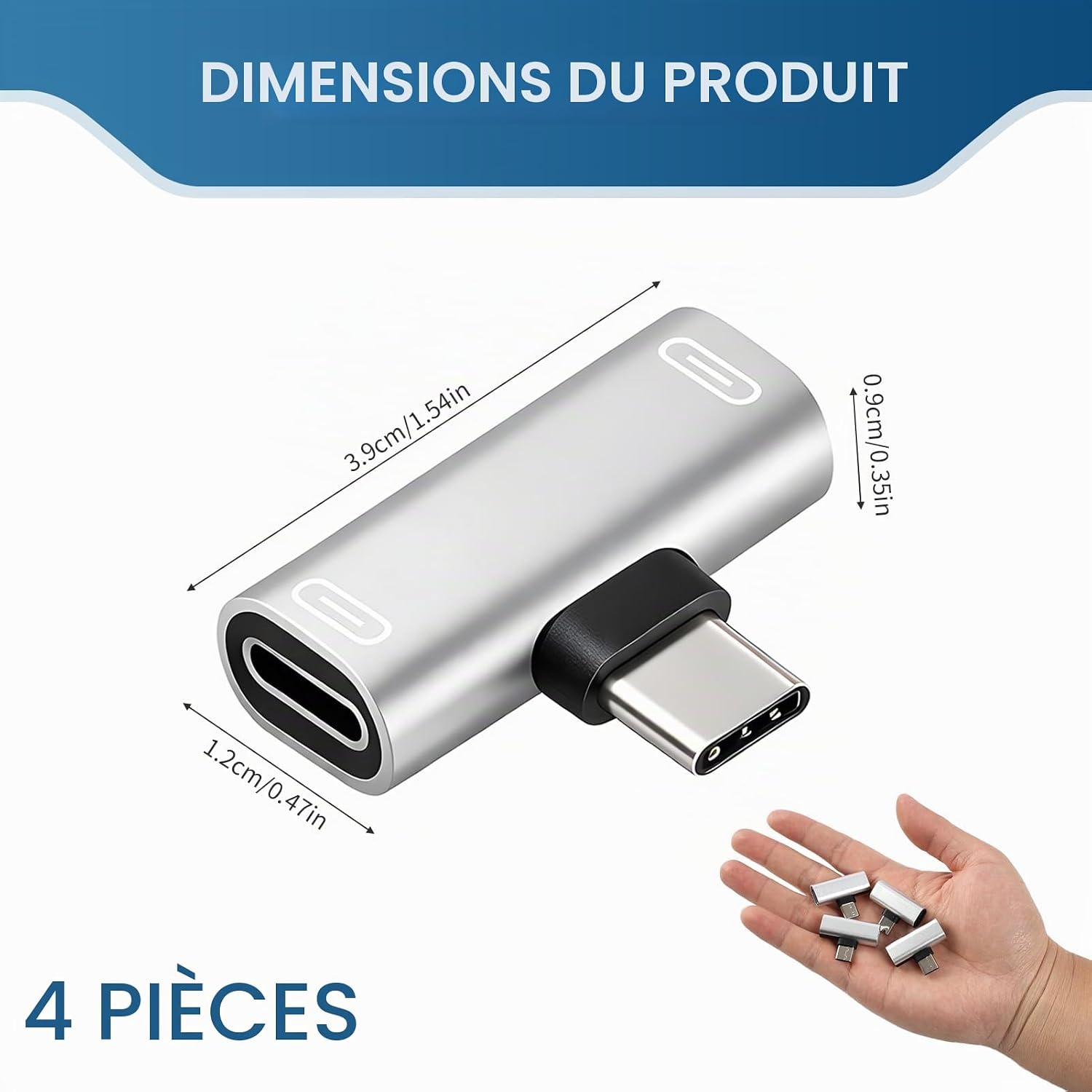 4 Pièces Répartiteur Double USB C 2 en 1, Adaptateur USB-C Audio et ...