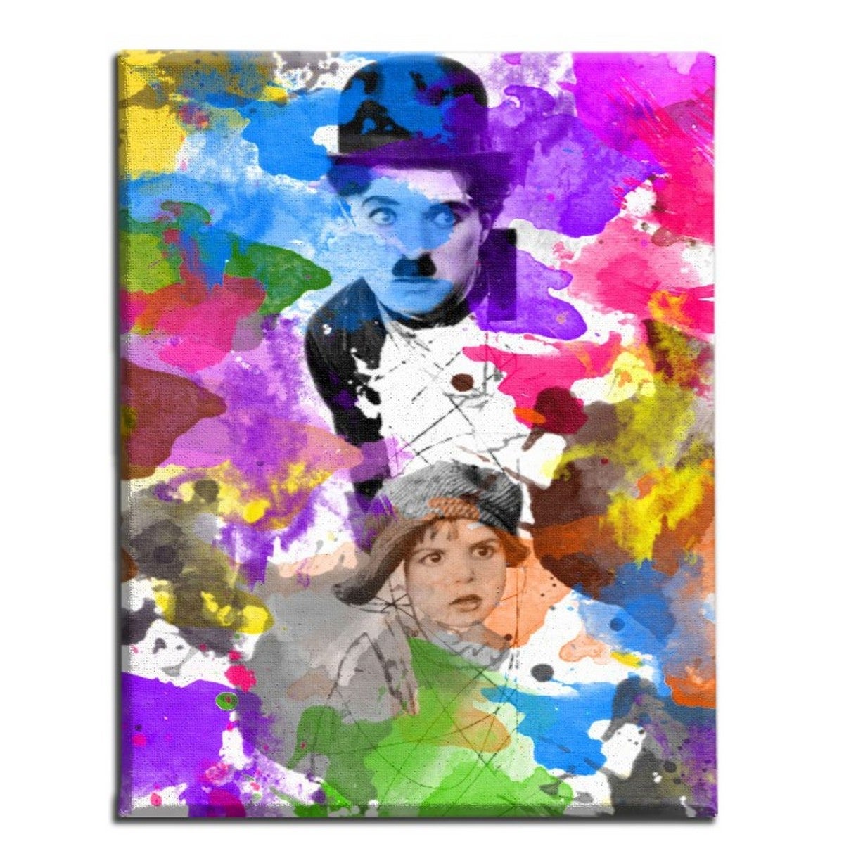 Impresión sobre lienzo charlie chaplin, poliéster, multicolor, epikasa