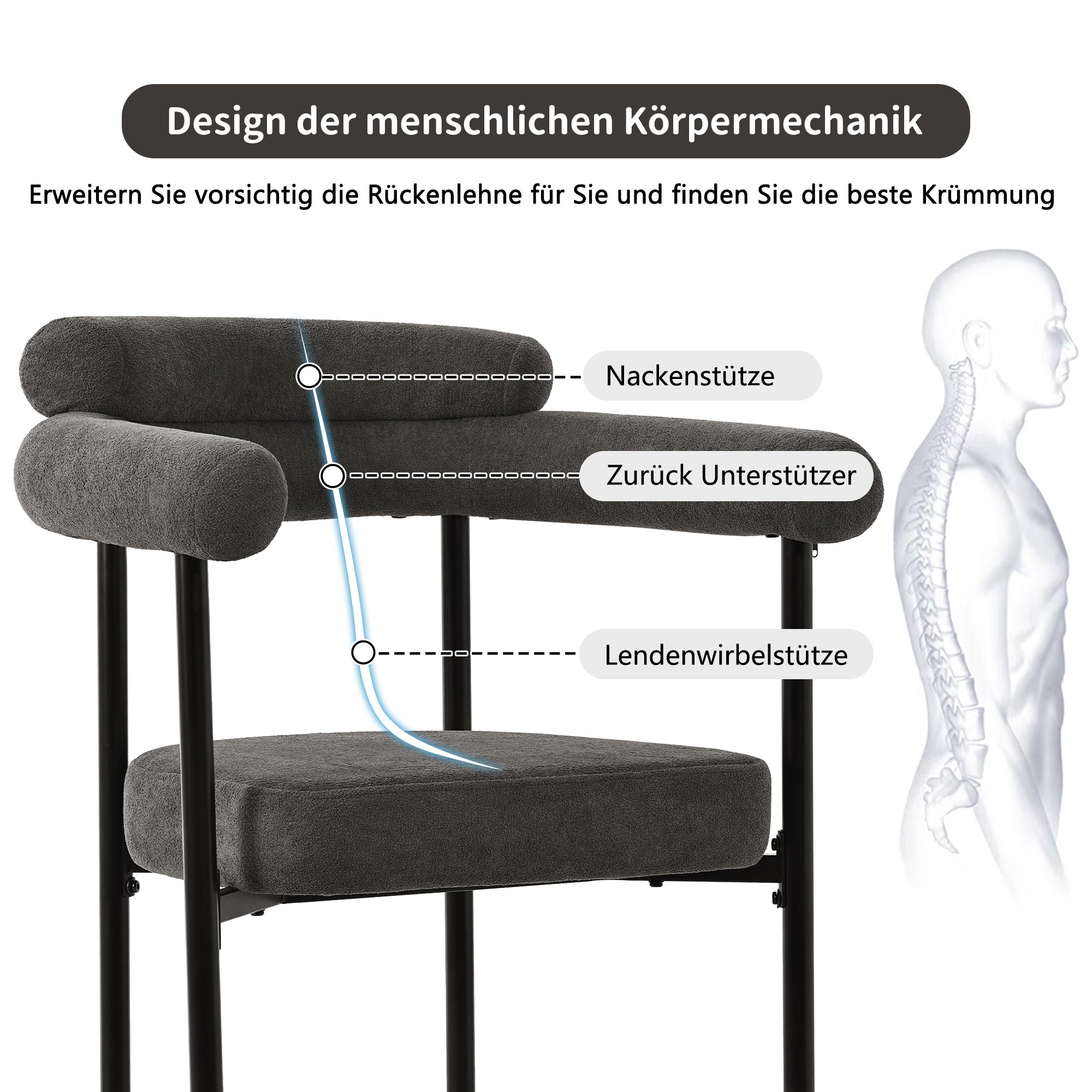Ensemble table à manger et 6 chaises de salle à manger en velours - 140 x 80 x 75 cm - MDF et pièds en métal - Noir - 9
