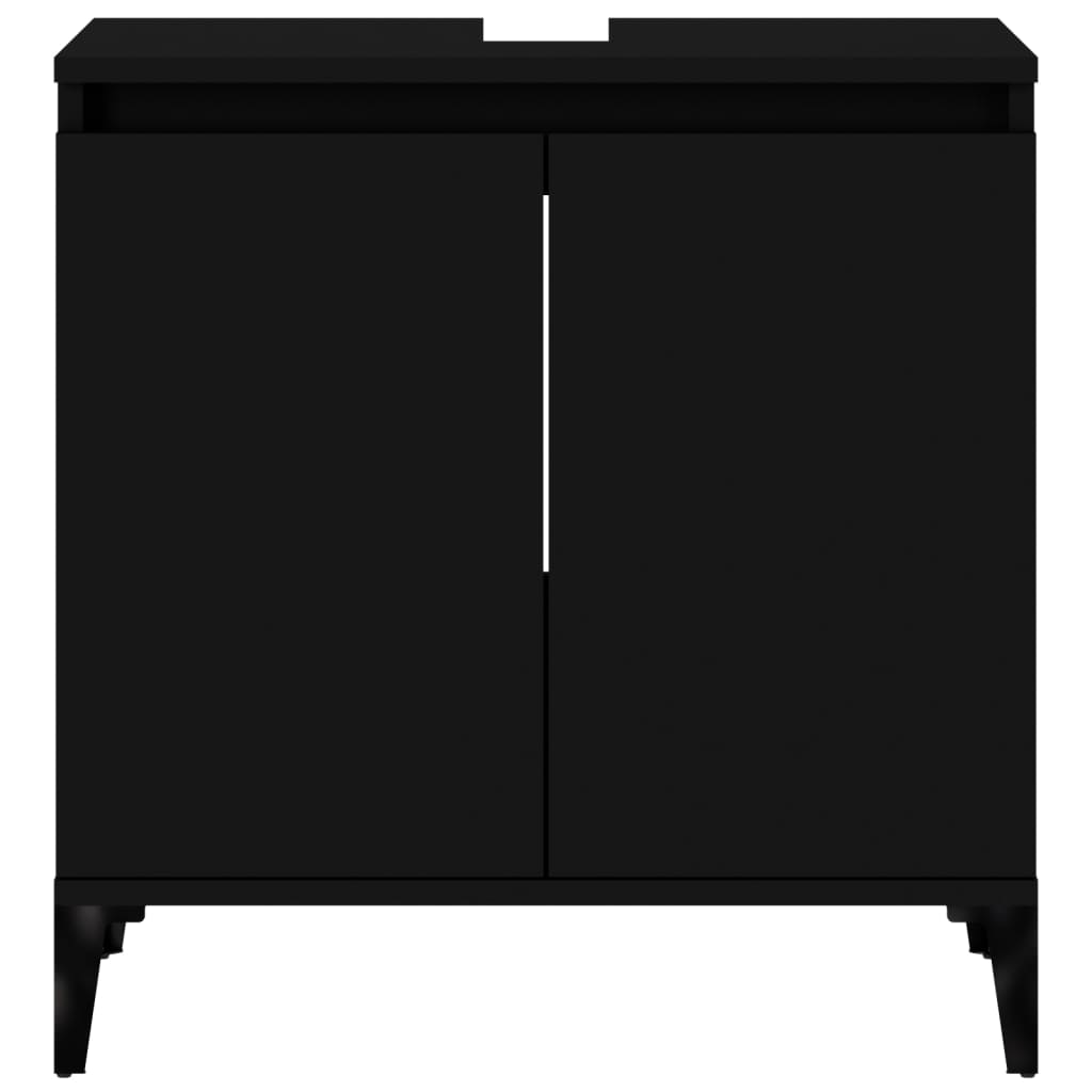Maison Exclusive - Mobile Lavabo Nero 58x33x60 cm in Legno Multistrato - 6