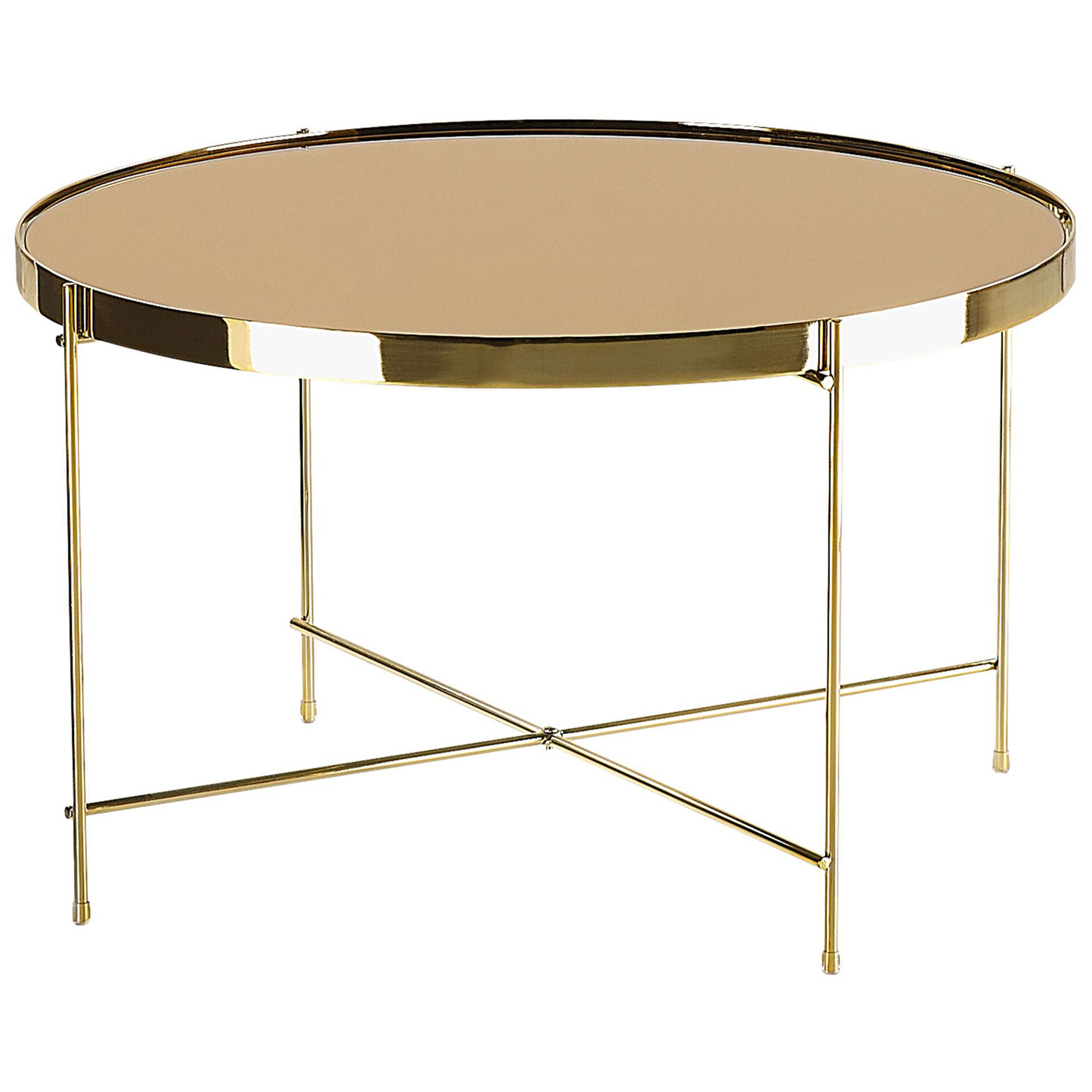 Beliani Mesa Auxiliar Lucea Vidrio Templado Dorado , Leroy Merlin