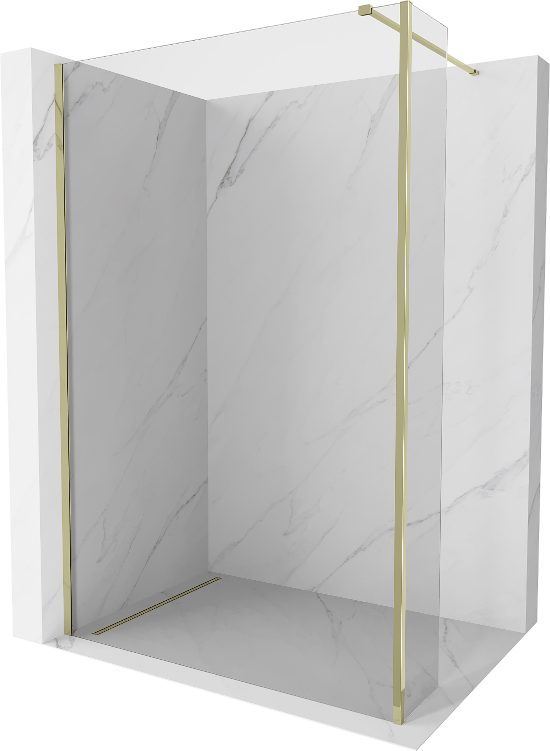 Mexen Kioto ścianka prysznicowa Walk-in 95 x 30 cm, transparent, złota - 800-095-212-50-00-030