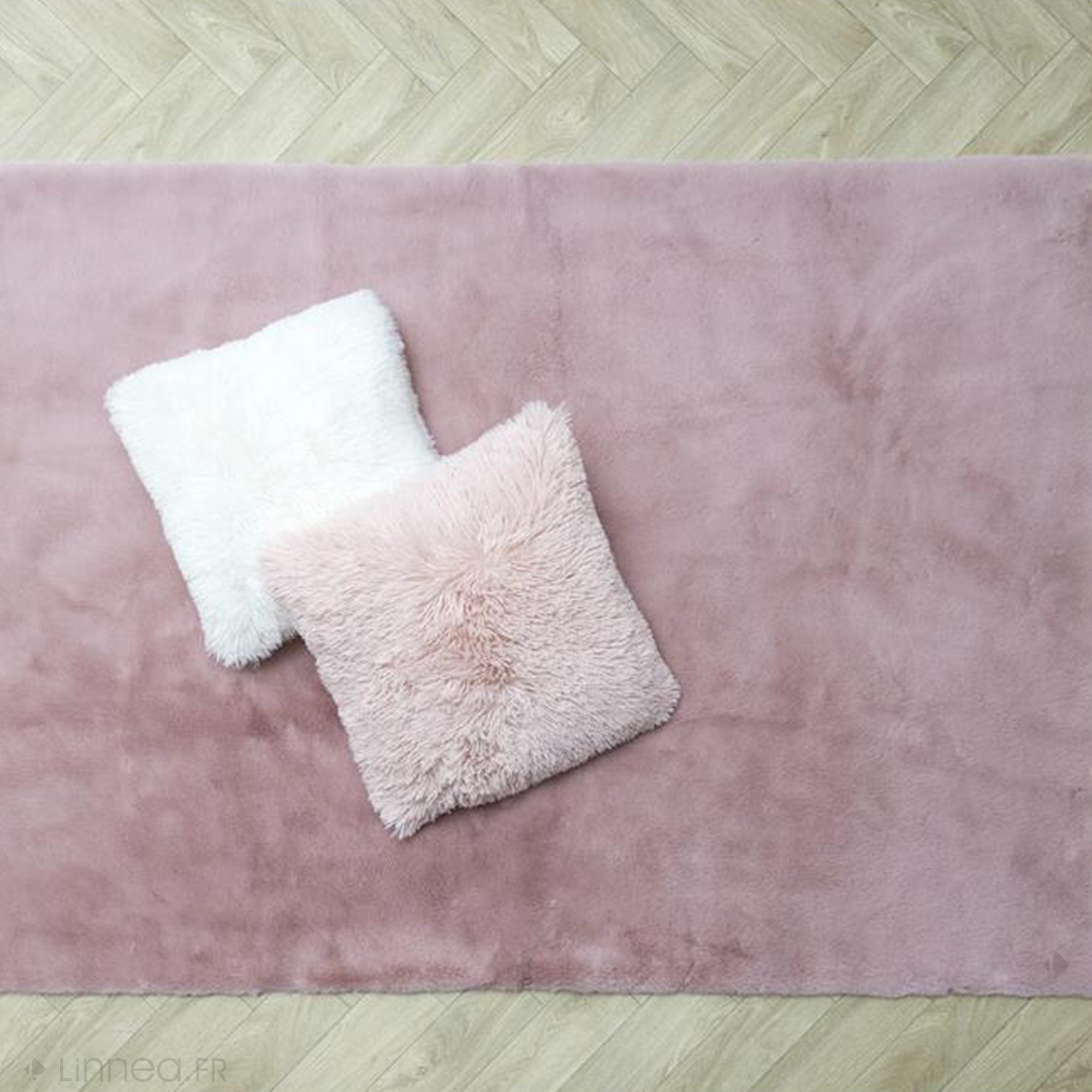 Tapis de salon 120x170 cm POLAR imitation fourrure rose - 2