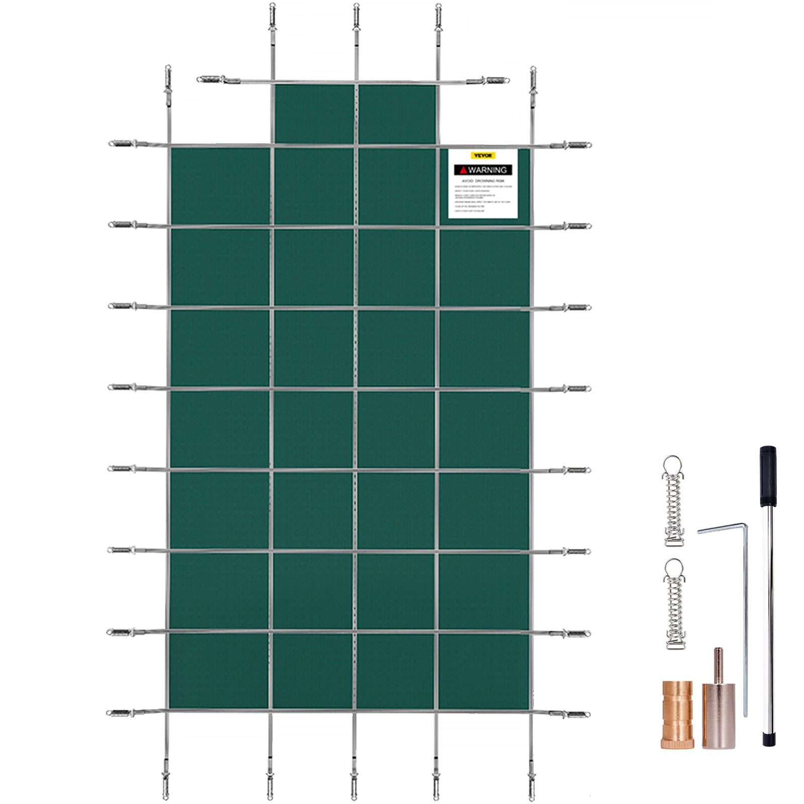 Water Warden Copertura Di Sicurezza Invernale Per Piscina Interrata A Maglia, Rettangolare 12x24 Piedi, Colore Blu, Con Accessori Di Fissaggio