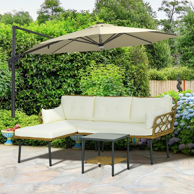 Set Giardino 4 Pezzi Outsunny - Divano 2 Posti, 2 Poltrone, Tavolino Vetro, Stile Boho, Colore Giallo - Foto 9