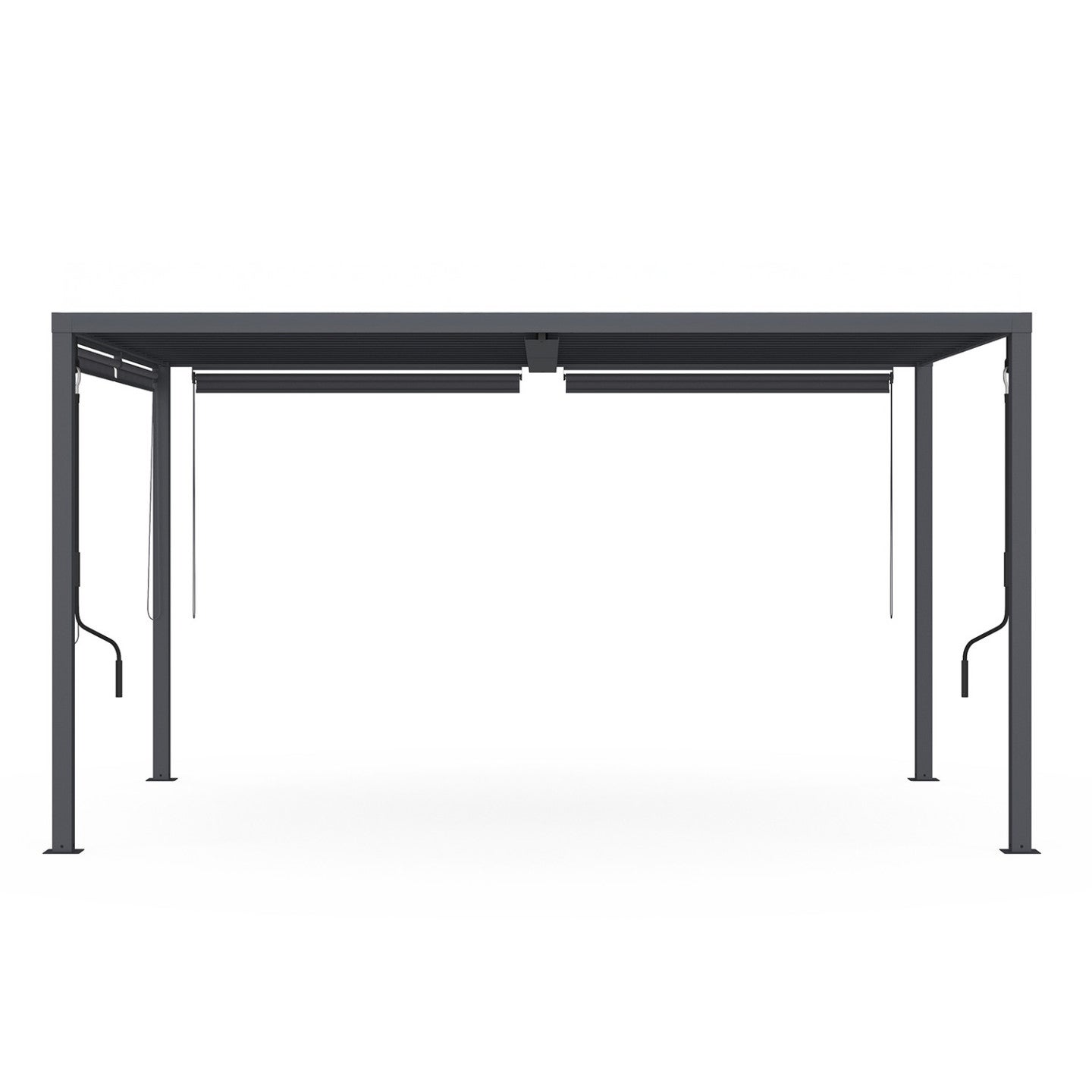 Pergola bioclimatique lames orientables acier 3x4 M et 4 stores gris anthracite - 3