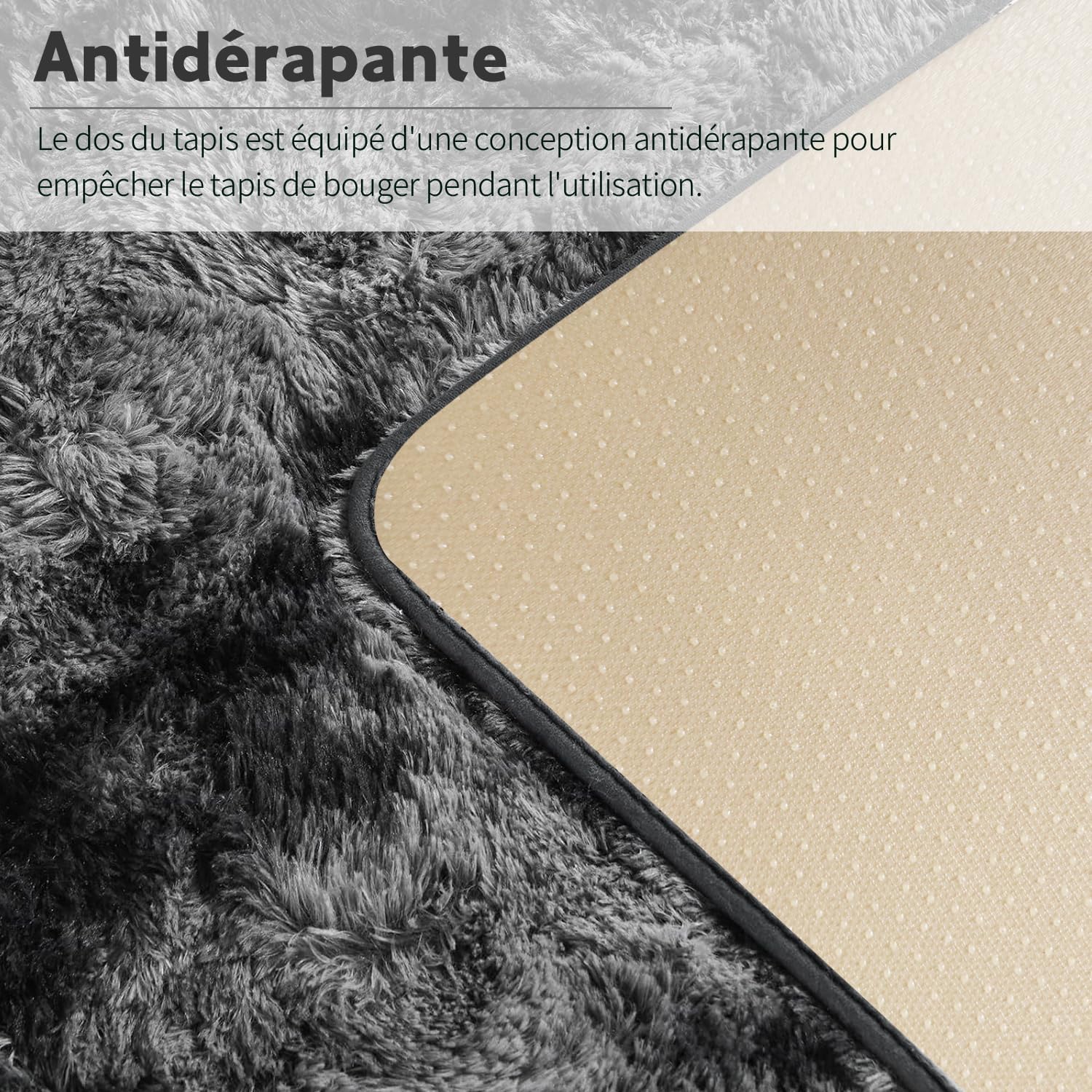 Tapis Salon Tapis Chambre 160x230CM, Dessous Antidérapant, Doux Moelleux (Gris foncé, 160x230cm) - 3