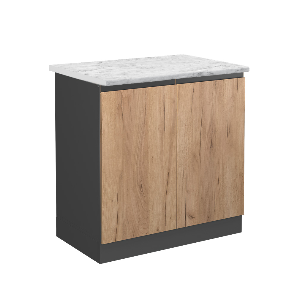 Vicco Szafka pod zlew R-Line, Złoty dąb energetyczny, 80 cm J-Shape AP Marble