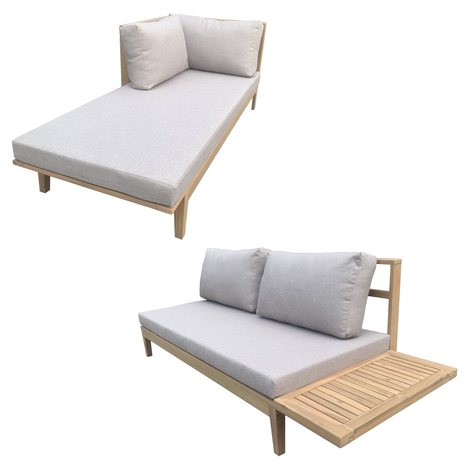 Akacjowy 4-osobowy zestaw mebli ogrodowych PANGKOR - piaskowe poduszki - 3