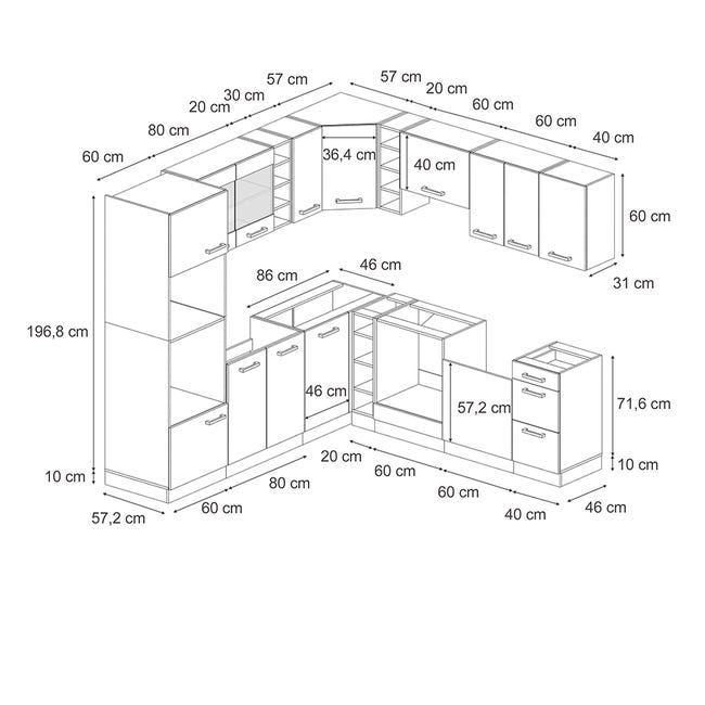 Mobile Lavello Cucina Vicco Livinity R-line - Calcestruzzo Nero/Antracite, 80cm Con Piano Rovere - Foto 7