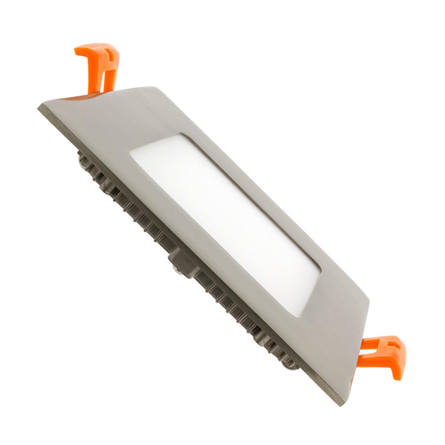Dalle LED 6W Carrée ExtraPlate Argentée Coupe 105x105mm Blanc Neutre