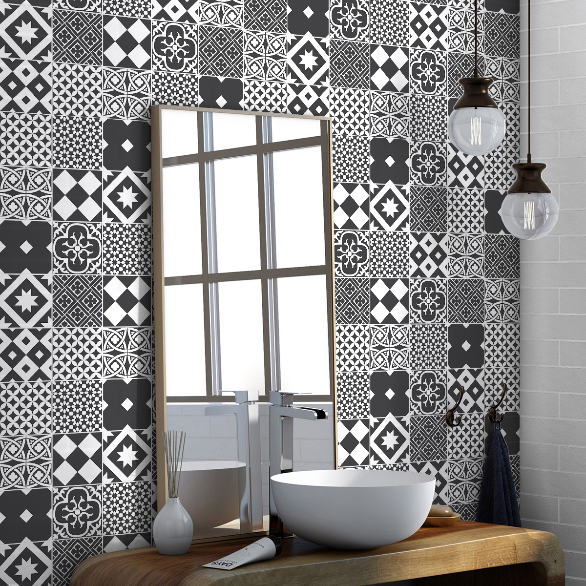 30 vinilos baldosas de cemento azulejos ozzana - adhesivo de pared - revestimiento sticker mural decorativo - 30stickers10x10cm