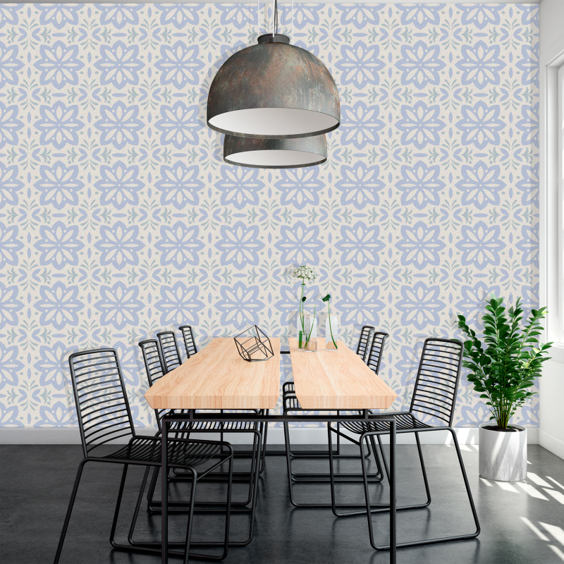 Papier peint Azulejos Floaral Lila 58cm largeur sur 250cm hauteur - 4