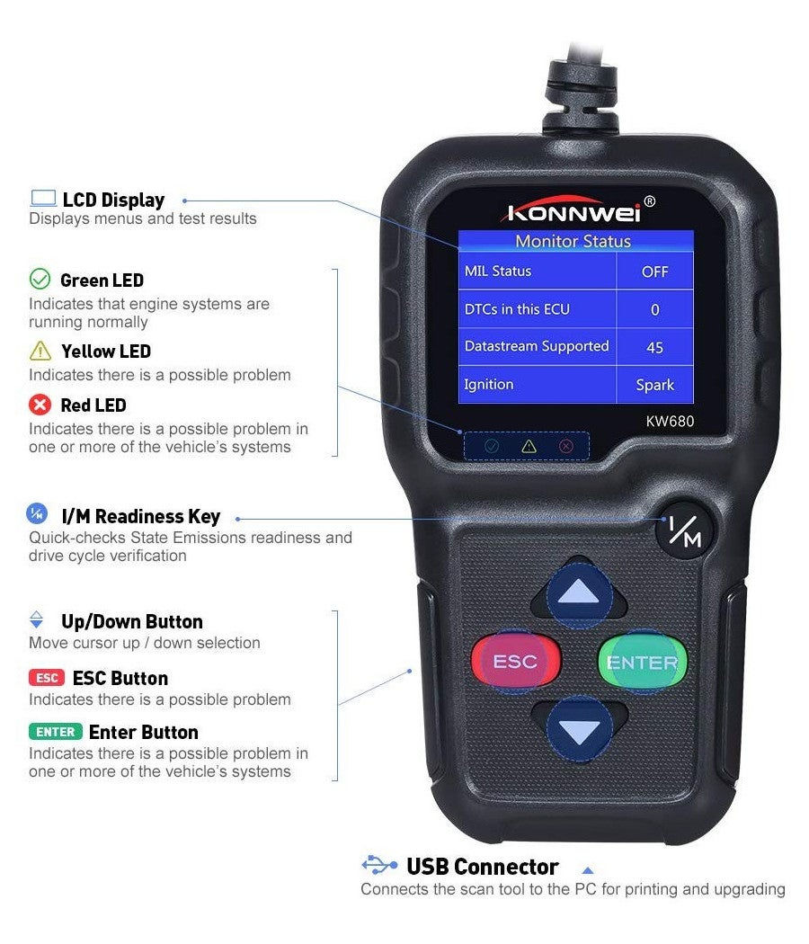 Scanner OBD2 V318 Con Schermo A Colori 1,8'' – Diagnostica Auto E Moto In 10 Lingue, Lettore Errori Professionale E Fai Da Te - 2