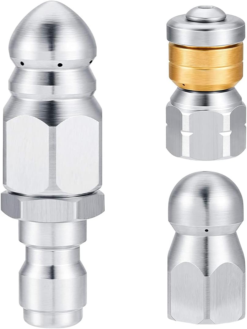 Buse Refoulement Lot 3 Buses Égout WANGCL - Acier Inoxydable - Pression 5000 PSI - Compatible Tuyau 6,35mm Buses Déboucheur égout Acier Inoxydable Buse Refoulement Lot 3 Buses Égout WANGCL - Acier Inoxydable - Pression 5000 PSI - Compatible Tuyau 6,35mm Buses Déboucheur égout Acier Inoxydable
