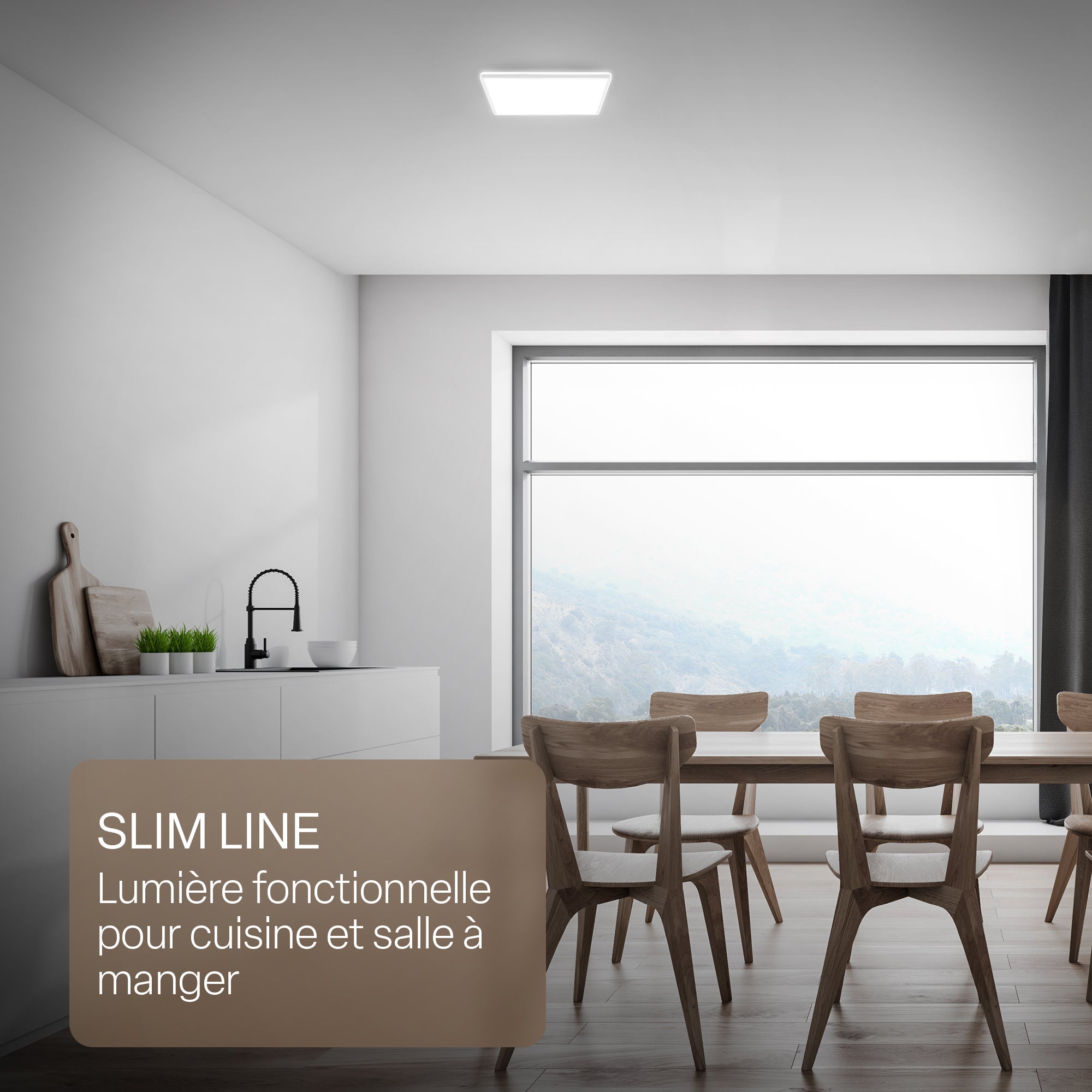 Panneau LED - Plat - Protection contre les projections d'eau IP44 - 24 x 24 cm - Blanc neutre - 16 W 1900 lm - B.K.Licht - 8