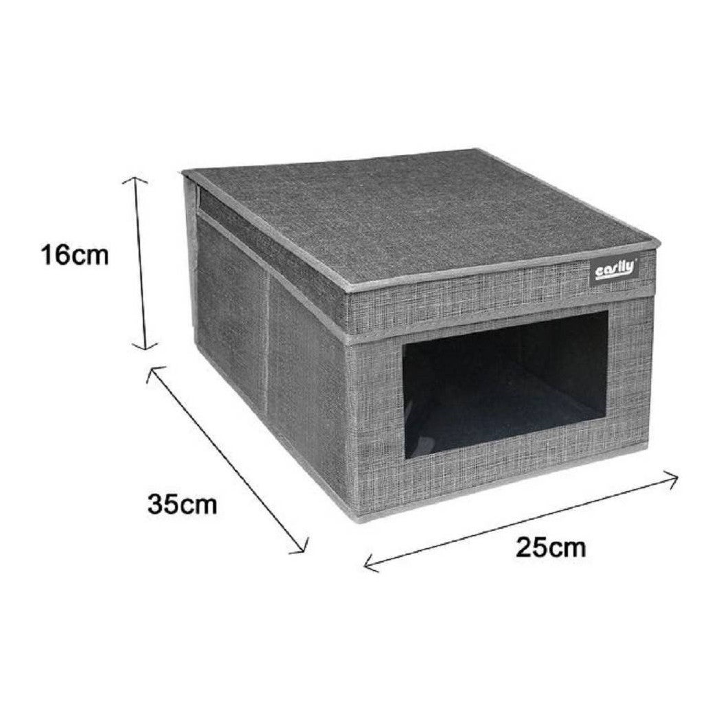 Trade Shop - Scatola Porta Documenti Ufficio Box Organizer Portatutto 25x35x16cm Grigio 69690 - - 3
