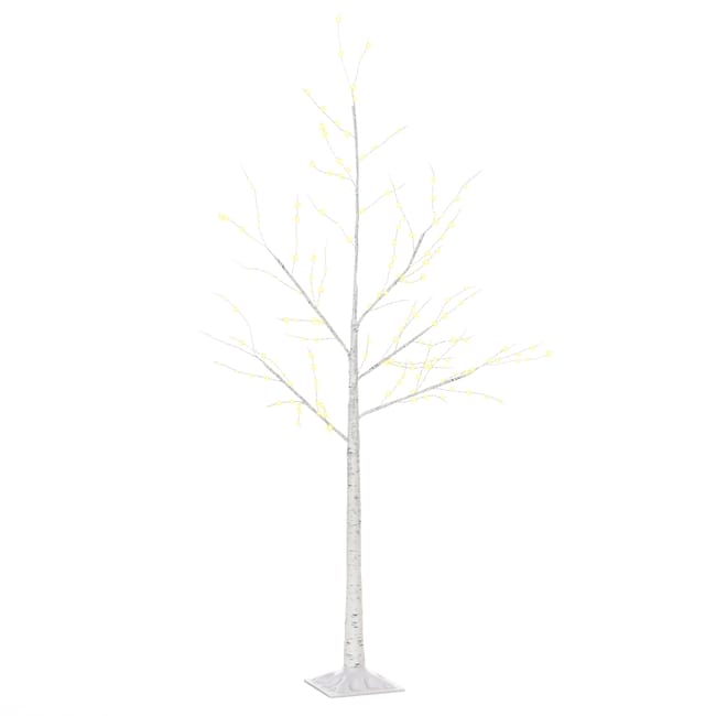 Leroymerlin Outsunny Albero di Natale con Luci LED Base Quadrata e Cavo di Alimentazione per Interni ed Esterni in Acciaio e PP 20x20x150 Bianco