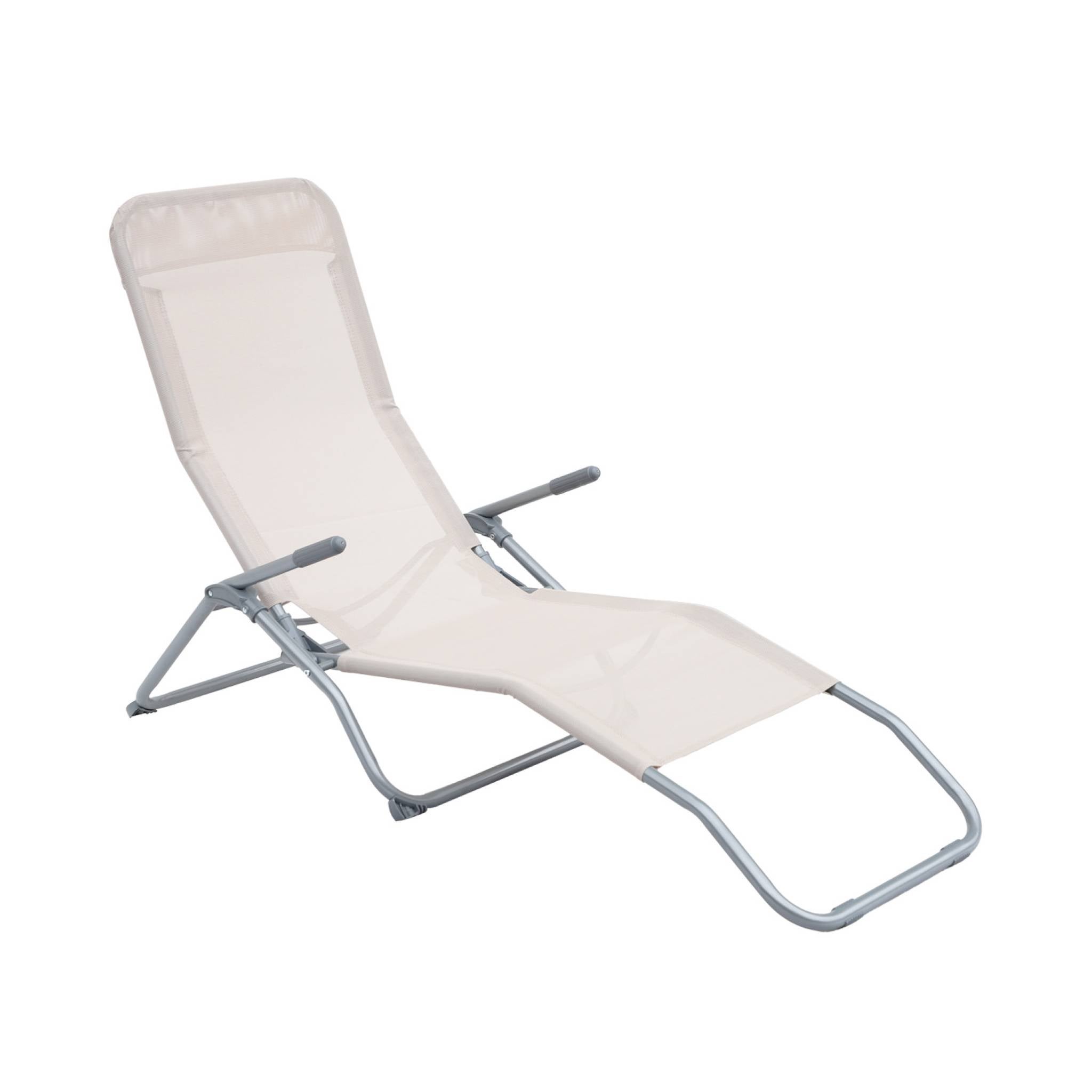 Tumbona plegable de textileno con 2 posiciones, set de 2 Pardo - 70x165x60 cm - 4