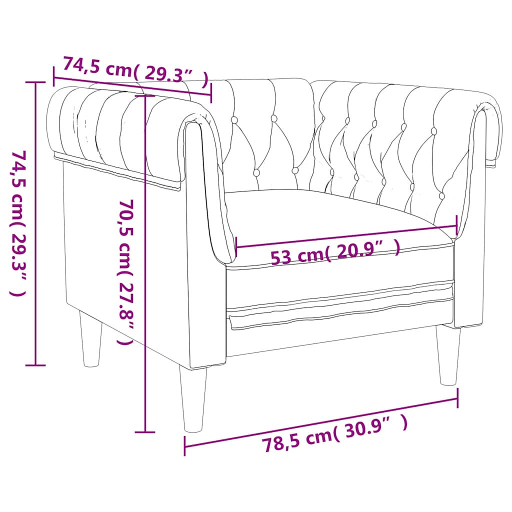 vidaXL Fauteuil Chesterfield gris clair tissu - 9
