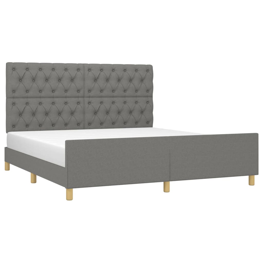 Cadre de lit sans matelas gris foncé 160 x 200 cm tissu - 3