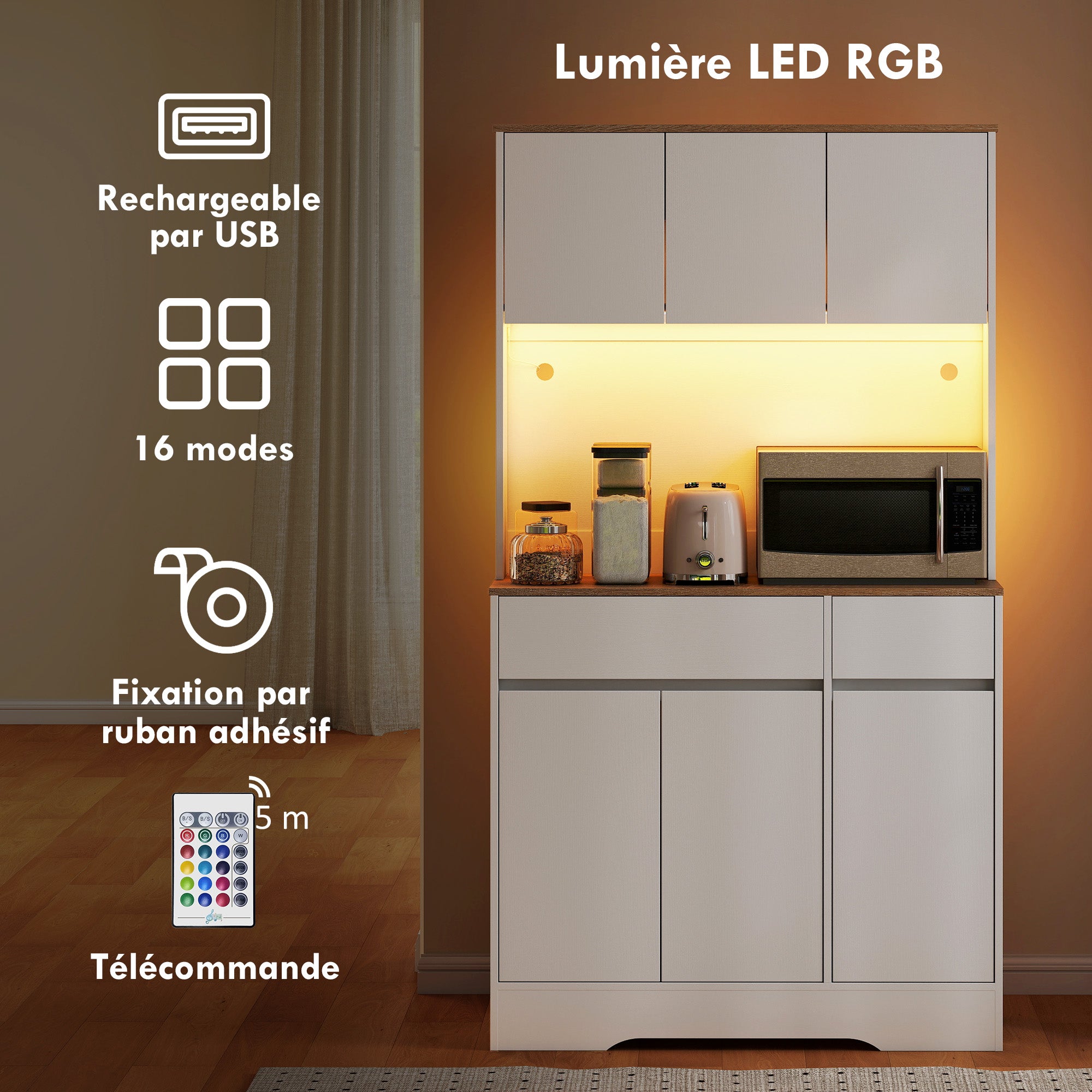 Armoire de cuisine bois d'ingénierie HOMCOM - 4