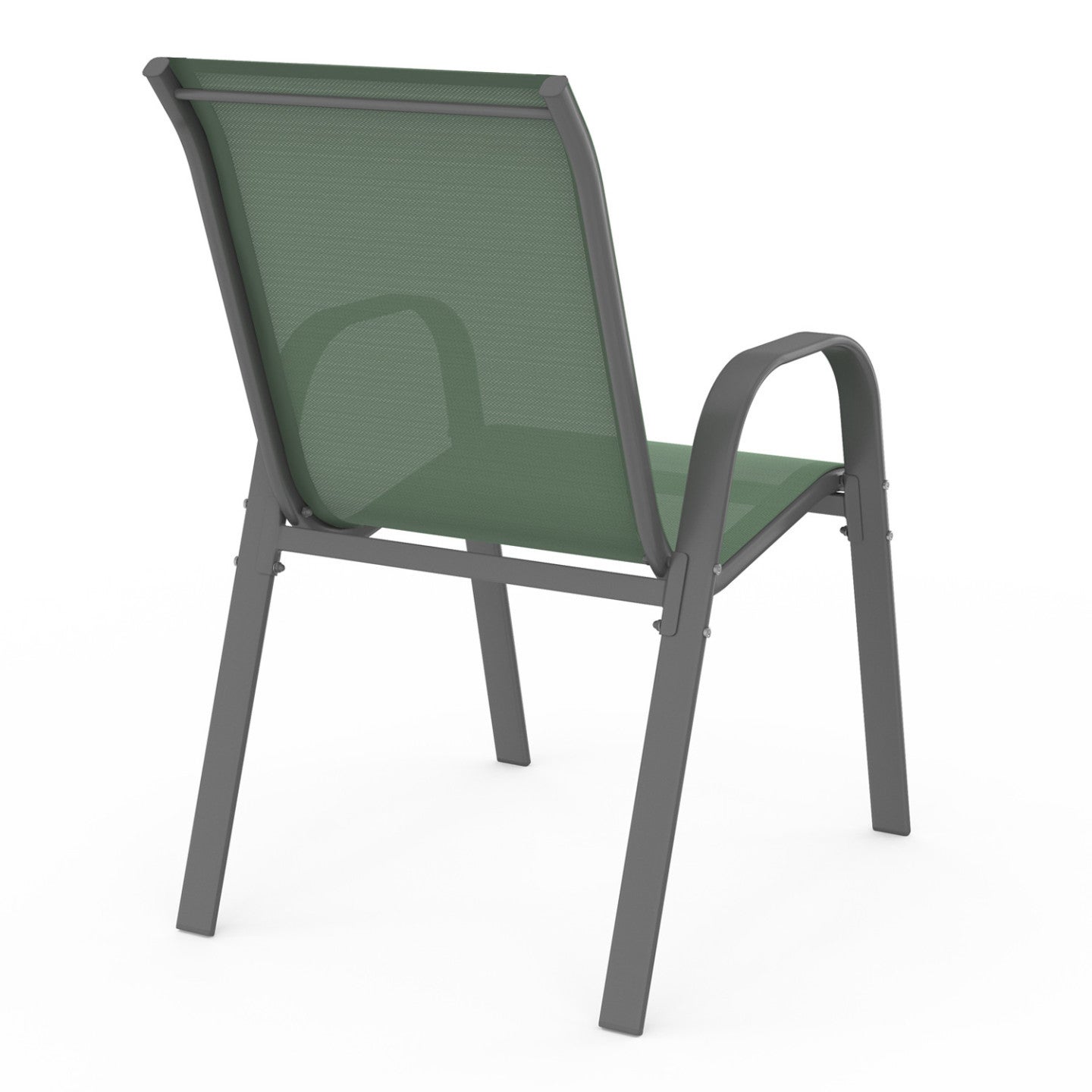 Lot de 6 chaises de jardin LYMA métal et textilène empilables vert olive - 5