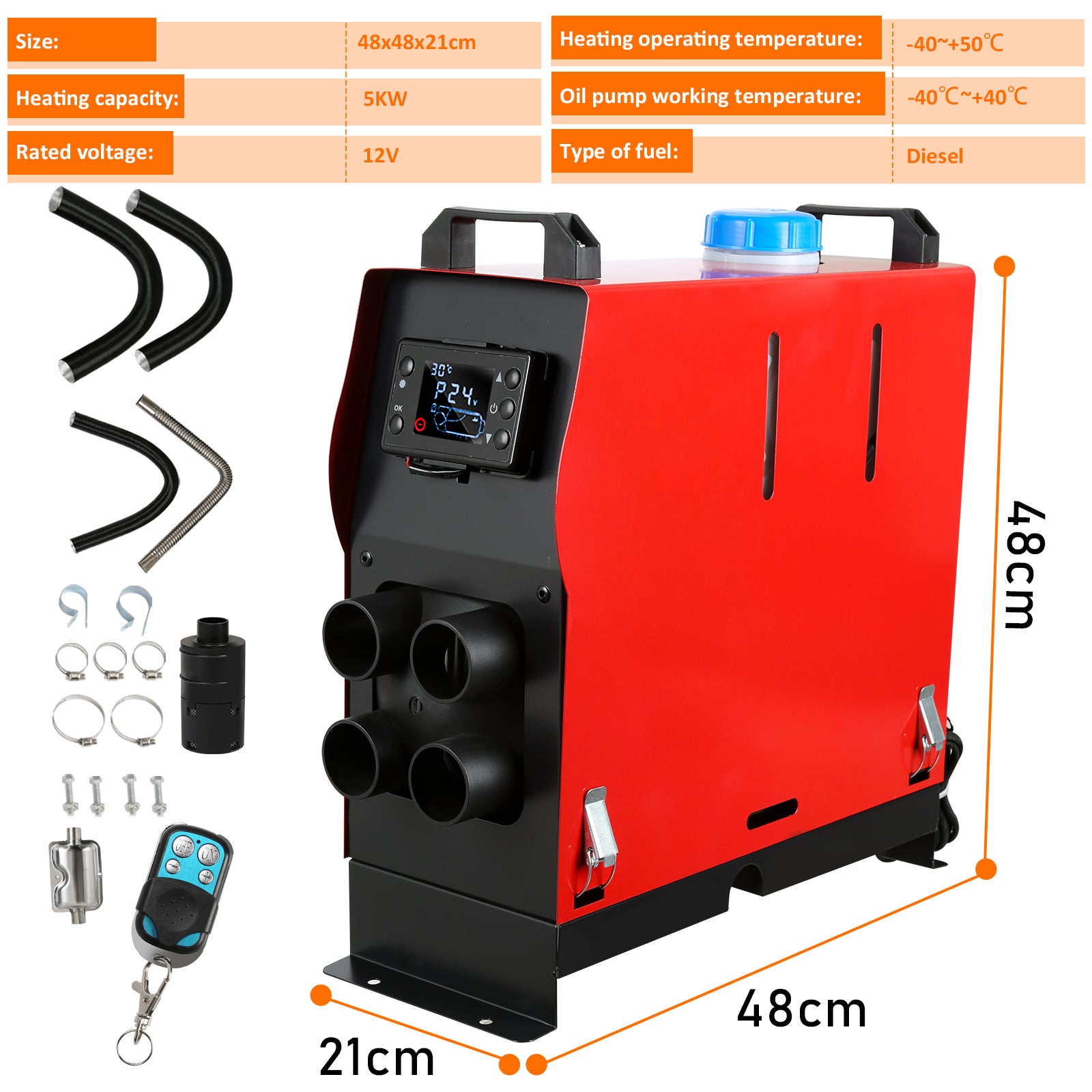 3KW Riscaldatore d'aria Diesel 12V 3KW Riscaldatore di Carburante Riscaldamento